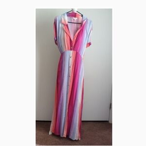 Multicolor Striped Button-Down Dress